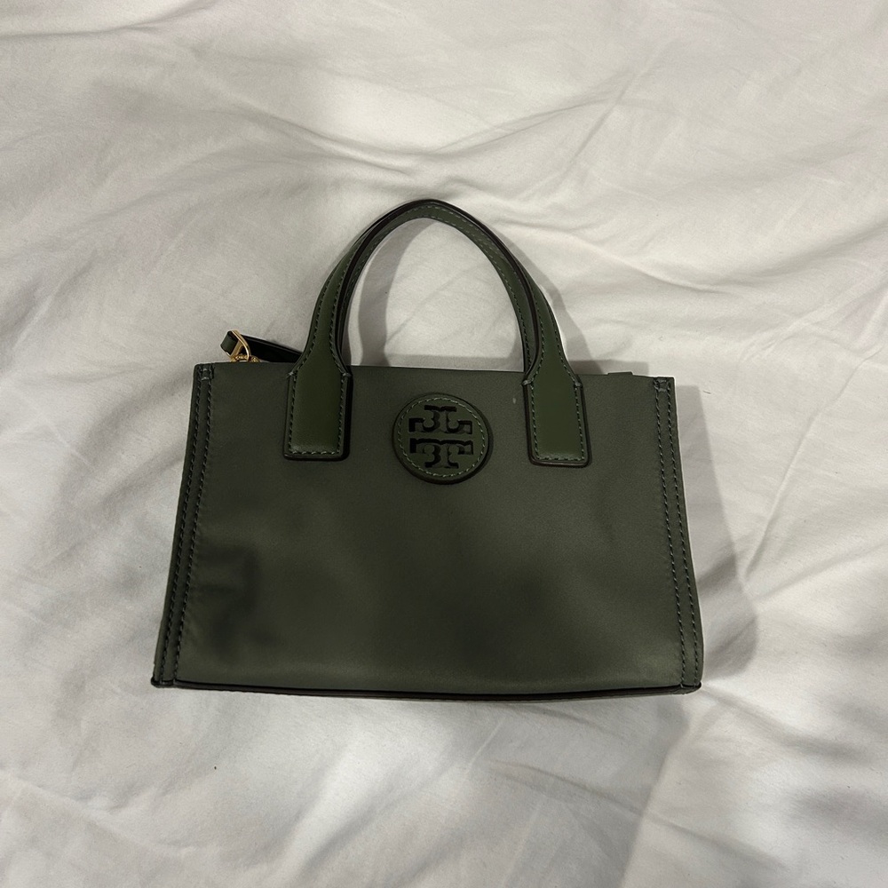 Tory Burch green Ella mini bio tote